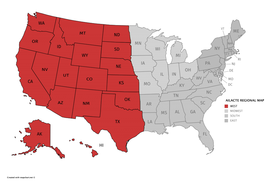 AILACTE WEST REGION MAP