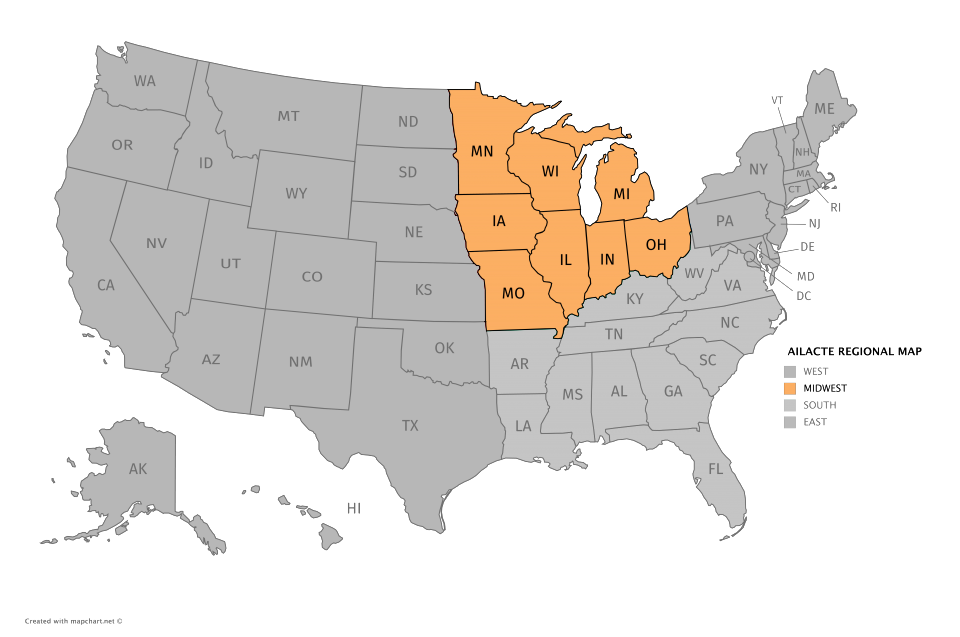 AILACTE MIDWEST REGION MAP